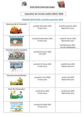 Calendrier vacances